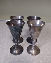 Alara Sevilla Twisted Stem Silver Plated Goblets Made In Spain Set Of 4 - £9.63 GBP