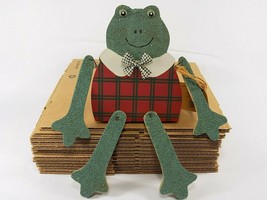 Super Cute WOODEN FROG SHELF SITTER Smiling Frog w/ Bow Tie 6&quot; T x 6&quot; W ... - £5.41 GBP