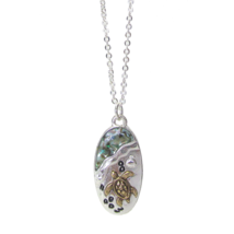 Turtle Abalone Pendant Necklace Sterling Silver - £10.58 GBP