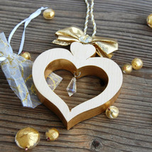 Handmade Wooden Alpine Heart Gold, Valentine&#39;s Day Gift for Women, Mothe... - £26.65 GBP+