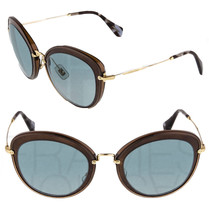 Miu Miu Noir 50R Brown Grey Gold Sunglasses Cat Eye Women MU50RS Oversized - £124.79 GBP