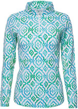 NWT Ladies IBKUL HOLLIE Turquoise Lime Long Sleeve Mock Golf Shirt M XL ... - £51.66 GBP