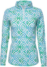 NWT Ladies IBKUL HOLLIE Turquoise Lime Long Sleeve Mock Golf Shirt M XL ... - £51.34 GBP