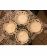 SET OF 4 MIKASA TRAVERTINE MARBLE GRAY RIMMED SOUP BOWLS L2106 - $16.82
