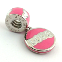 Lauren G Adams Rhodium &amp; Enamel Pink &amp; White Love Charm Bead, Fits All Brands - £18.97 GBP