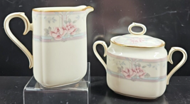 3 Pc Noritake Magnificence Creamer Sugar Bowl Lid Set Vintage Floral Dishes Lot - £37.93 GBP