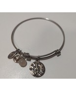 Silvertone Mothers Love Heart Bead Charm Bracelet - £6.95 GBP