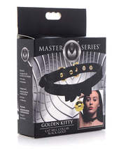 Master Series Golden Kitty Cat Bell Collar - Black/Gold - £24.59 GBP