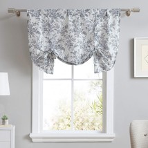 Laura Ashley Annalise Toile Cotton Tie-Up Valance Floral Shadow Ivory Grey 50x25 - $27.21