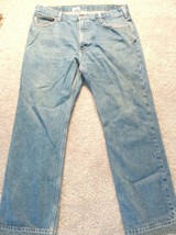 Carhartt Jeans Men&#39;s 40 x 32 Loose Fit Cotton Blue Mid-Wash Straight Leg Rigid - £17.24 GBP