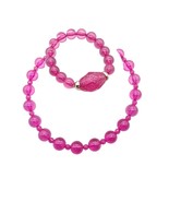 Vintage Hot Pink Lucite Beaded Necklace &amp; Bracelet Set - $28.06