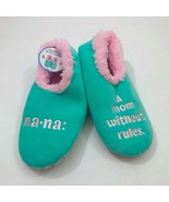 Snoozies Women&#39;s Light Green &quot;Mom Without Rules Nana&quot;  Non-skid Slippers... - $12.86