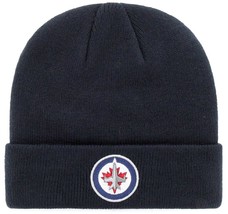 Winnipeg Jets NHL OTS Navy Blue Raised Cuff Knit Hat Cap Adult Winter Beanie - £13.36 GBP