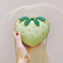 Cute Strawberry Heart Shape Women Clutch Bag Rivet Mini Fashion Ladies Chain Pur - £29.02 GBP