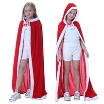 Girls Toddler Christmas Cloak Velvet Hooded Cape Santa Claus Cosplay Cos... - $24.95