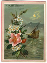 Antique Nautical Victorian Trade Card CD Williamson Music Dealer Columbu... - £38.99 GBP