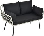 Patio Loveseat, All-Weather Wicker Rattan 2 Seater Sofa With Cushions &amp; ... - $333.99