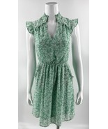 Monteau Dress Size Small Green Purple Floral Ruffle Pockets Lined Womens - $508.49 MXN