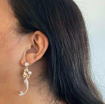 Mermaid drop earrings| Cute Mermaid Earrings| Gift For Her| Gold Mermaid earring - £12.75 GBP