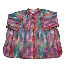 A Personal Touch Shirt Womens Multicolor Short Sleeve Chest Button Tunic Top - $19.68