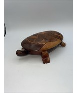 Hand Carved Wooden Sea Turtle Trinket Natural Wood Candy Dish Display 13... - £18.34 GBP