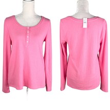 LOFT Womens Sweater Pink Large Pullover Buttons Long Sleeve New - $35.00