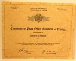 Vintage Peace Officers Standards &amp; Training Certificate 1974  - £6.32 GBP