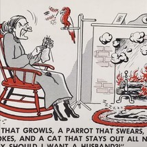 Old Maid Bitter Woman Funny Cartoon Art Humorous Vintage Postcard - £7.86 GBP