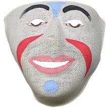 The Blue Dot Clown ~ Rare Vintage 1930/40s Hand-painted Linen Clown Mask (Limite - £12.17 GBP