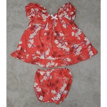VTG Nikky Hawaii Hawaiian Dress Bloomers Girls Size 5 Red Peach Floral Tropical - £19.57 GBP