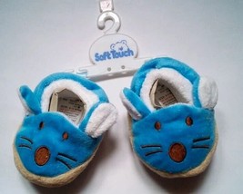 Mouse Baby Slippers, Blue Plush Shoes 6-12 months (10cm) - $9.20