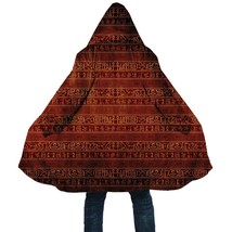 Newest Winter Mens Cloak Time Warp Egypt Hieroglyph 3D Print Full Fleece Hooded  - £141.50 GBP
