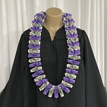 Graduation Money Lei 25 Crisp New Bills Precisely Folded Light Purple W/... - $89.10
