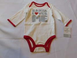 Carter&#39;s Baby Girl&#39;s Long Sleeve Body Suit White &quot;Santa Loves Me&quot; Size Variation - £10.18 GBP