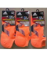 Adidas Climacool Youth Performance Orange/Gray 2 PAIR All Sports Socks S... - €12,18 EUR