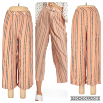 Topshop Womens 4 Nude Muted Peach Color Striped High Rise Wide Leg Crop ... - $31.49