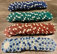 Mixed Lot Of 83 Clay Poker Chips Striped Dice Design! - £13.16 GBP