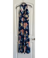 Maxi Dress Women’s SMALL Sleeveless Empire Waist Floral Blue from Hawaii... - £15.53 GBP
