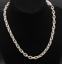 JUDITH RIPKA 925 Silver - Vintage Chalcedony &amp; Amethyst Chain Necklace - NE3920 - £226.21 GBP