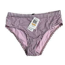 Splendid Womens S Pink High Waist Bikini Bottom Swimwear Thin Blue Line Pink - $22.19