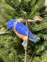 Needle Felted Wool Bluebird Sculpture, Bird Lover Gift, BlueBird Decor  - $60.00