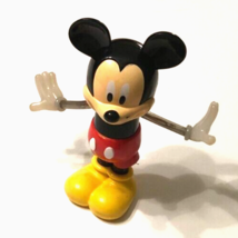 Vintage Disney Mickey Mouse Plastic Toy Figure Swinging Blue Lighted Arms 7.5&quot; - £5.27 GBP