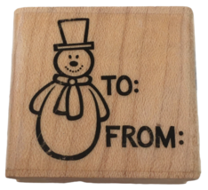 Stampabilities Rubber Stamp Holiday Snowman To From Gift Tag Card Making... - $5.99