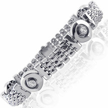 Men&#39;s 1 Carat Real Round Brilliant Diamond Bracelet 14k Solid White Gold 45.5g - £3,774.56 GBP