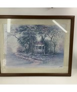 Large Vintage Print by Sambata Framed Gazebo and Trees Road 30 x 24 Matted - £46.97 GBP