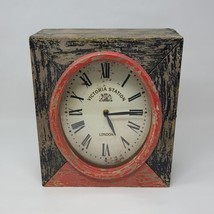 Distressed Clock Jewelry Box Wooden Hanging Setting 12&quot; Home Décor - £62.37 GBP