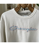 Champion Embroidered Logo Crewneck Pullover sweatshirt White L - $25.23 CAD