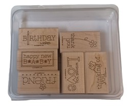 Stampin&#39; Up 6 piece Stamp Set For A Friend Message Stamps Paper Craft Scrapbook - £3.05 GBP