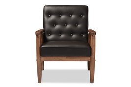 Kennedy Brown Faux Leather Upholstered Wooden Lounge Chair - $4,950.72 MXN