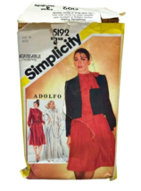 Vintage 80s Jacket Blouse Skirt Miss Size 14 Aldolfo Simplicity Pattern ... - $3.88